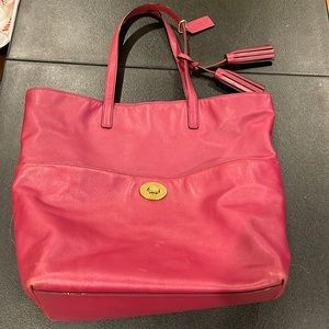 Pink Coach purse, bottom L13 top L17 X H14 X W51/2